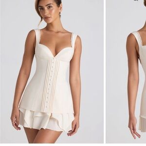 NWOT Oh Polly Cream Corset Strappy mini dress bridal or bachelorette dress
